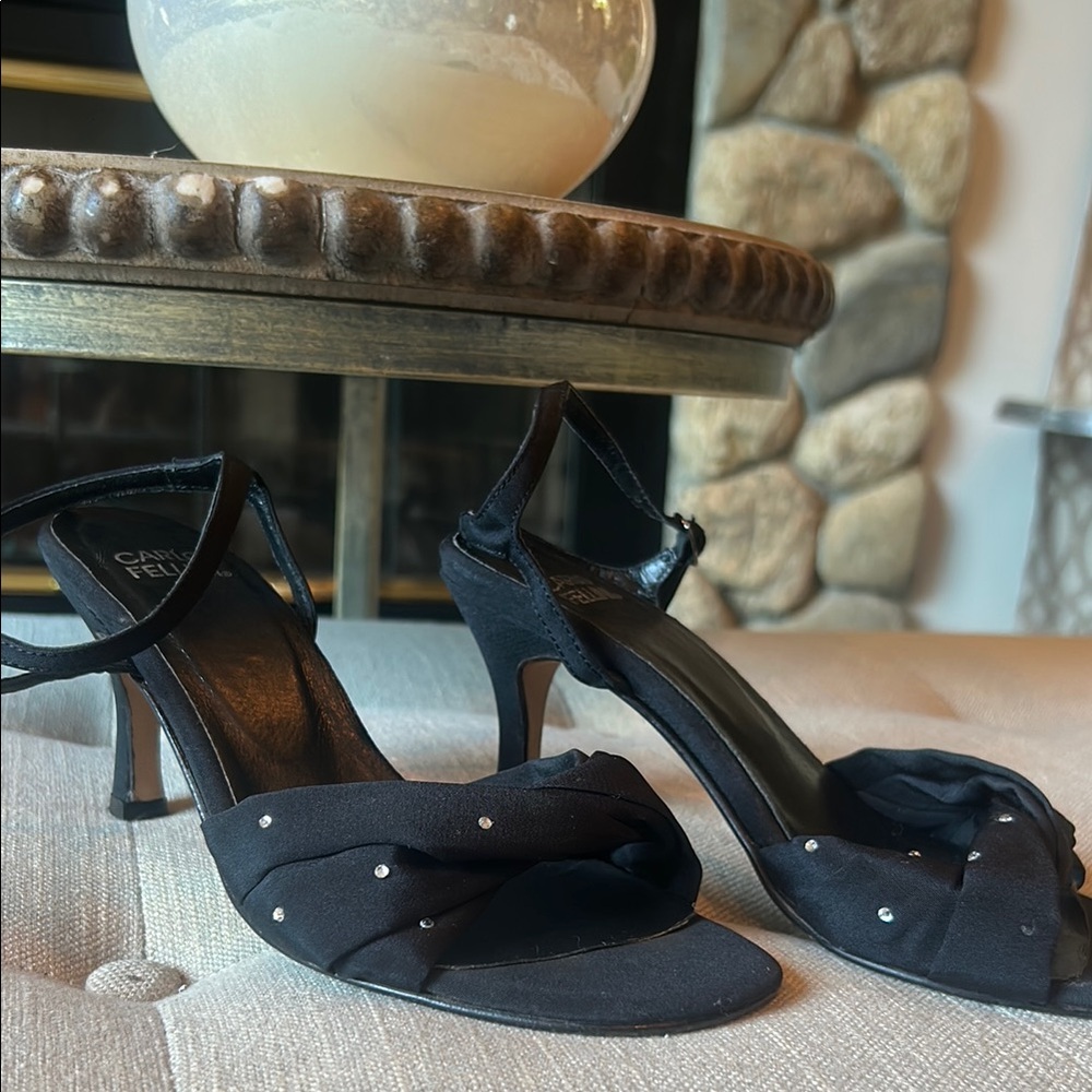 Carlos Fellini “Isabella” Black Sparkly Padded Heel Size 36.5